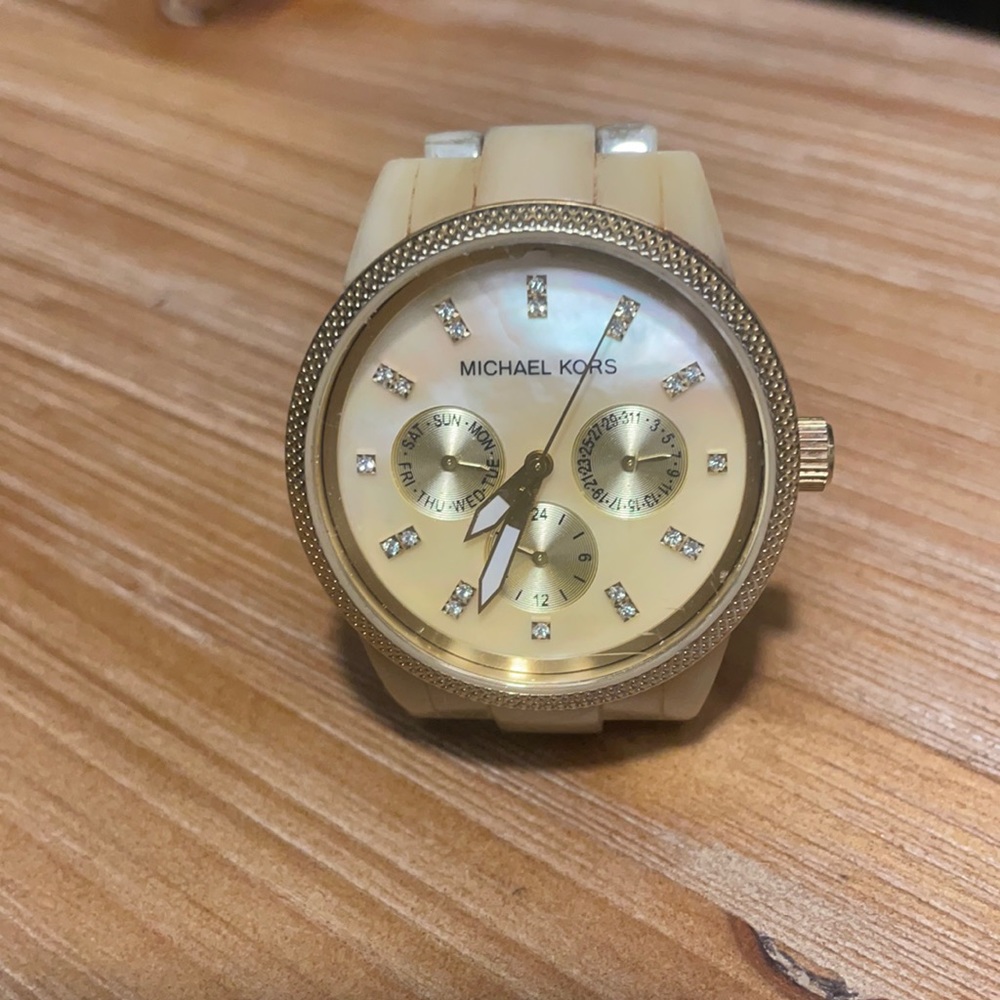 Michael Kors watch. Blonde tortoise shell band.